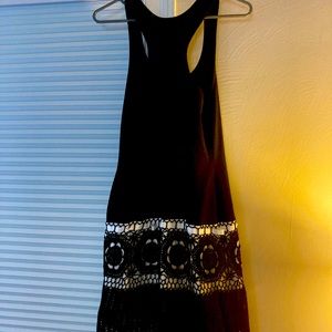 Black dress with white ribbon very flattering